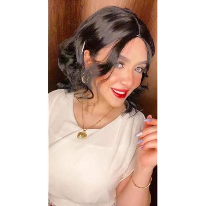 DILLARDS Glamour Wave Short Black Wavy Wig, Synthetic Heat-Resistant Fiber, Shoulder Length, Natural Looking Side Part Style, Cosplay and Daily Wear - Image 1